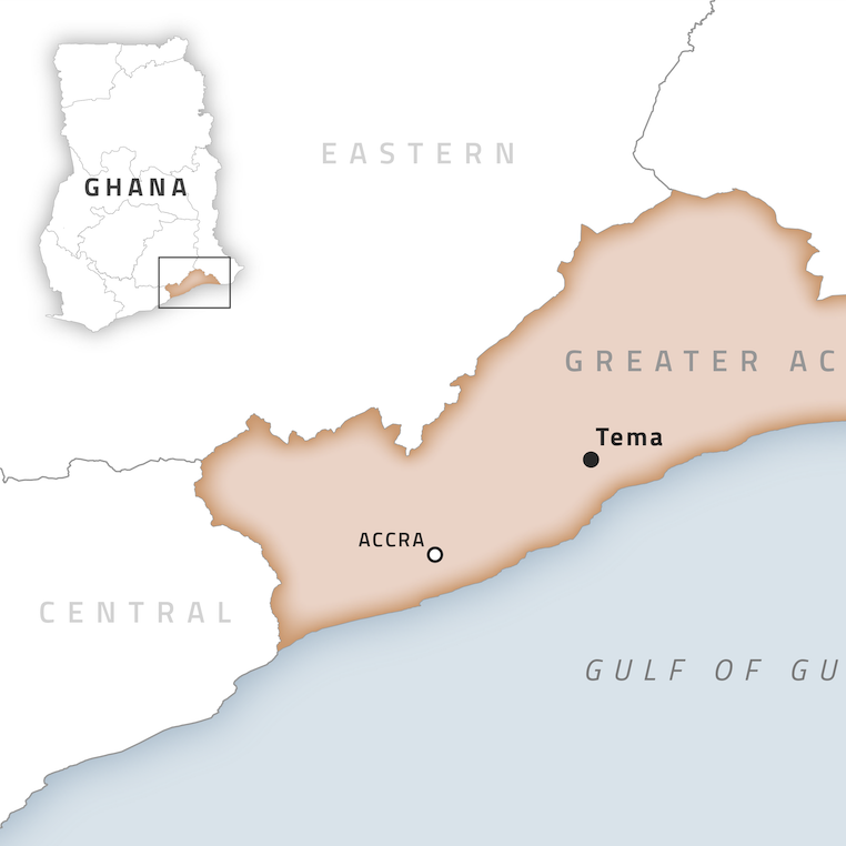 Simple map of Accra in Ghana