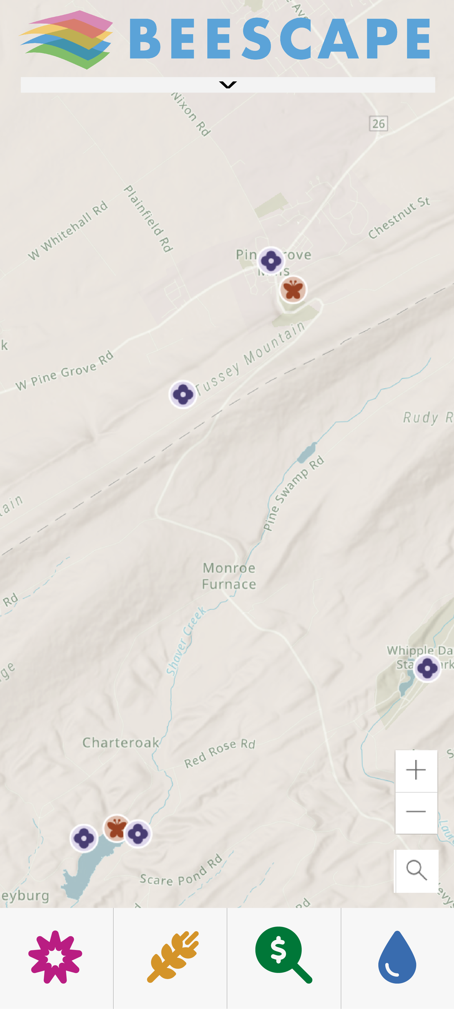 mobile beescape mockup map screen